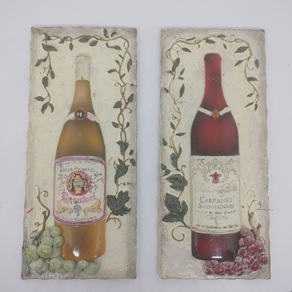 Rustic wine bottle grape vine home decor plaques